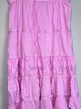 Bell Air Pink Tiered Boho Peasant Skirt Women’s XL Cottagecore